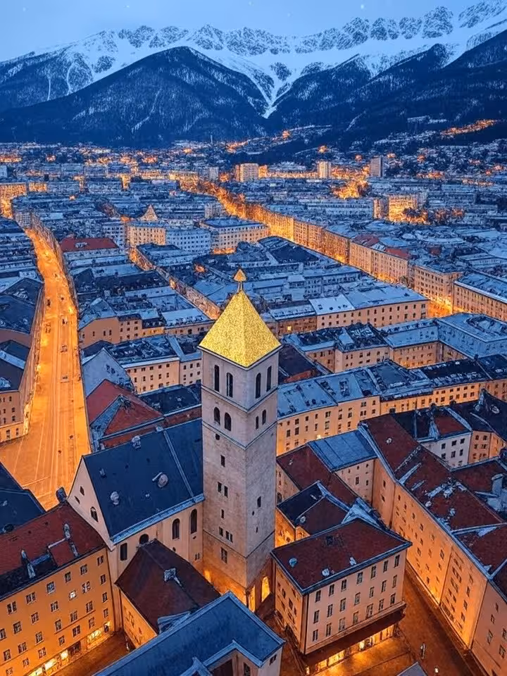 Panoramablick über Innsbruck mit den Tiroler Alpen im Hintergrund
