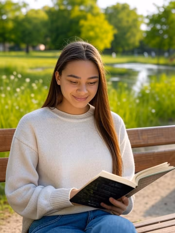 Introvertierte Frau beim Auftanken in ruhiger Naturumgebung