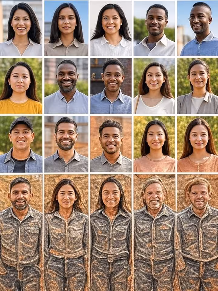 Auswahl verschiedener Profilfotos zeigt Vielfalt und Balance